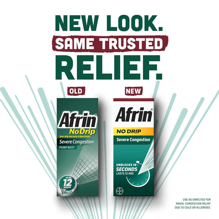 Afrin No Drip Severe Congestion Pump Mist Nasal Spray, 1-15 mL Bottle