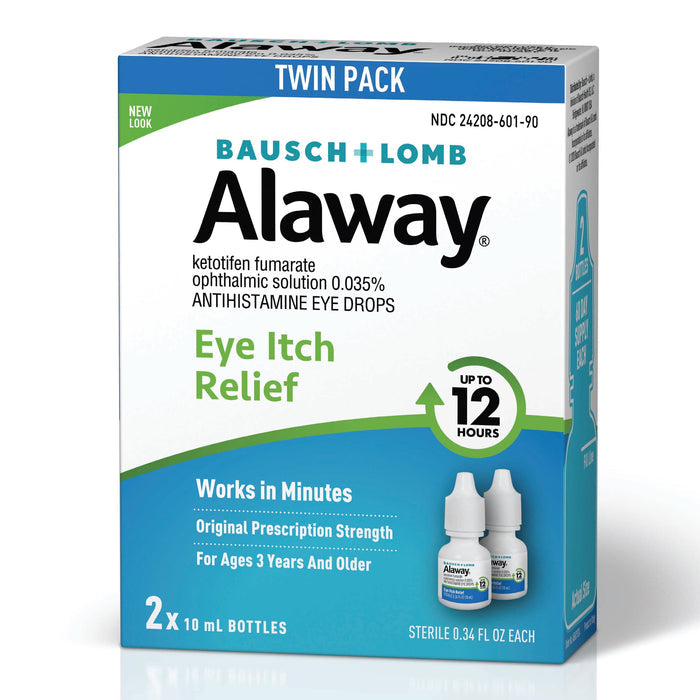 Alaway® Antihistamine Eye Drops, from Bausch + Lomb 0.34 FL OZ, Twin Pack