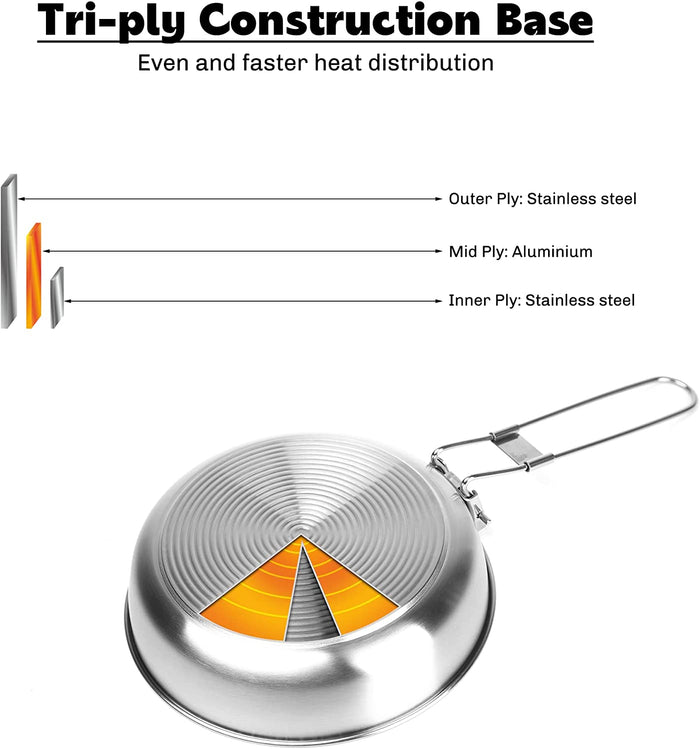 Antarcti 8" Frypan Stainless Steel Cookware - Fire Maple