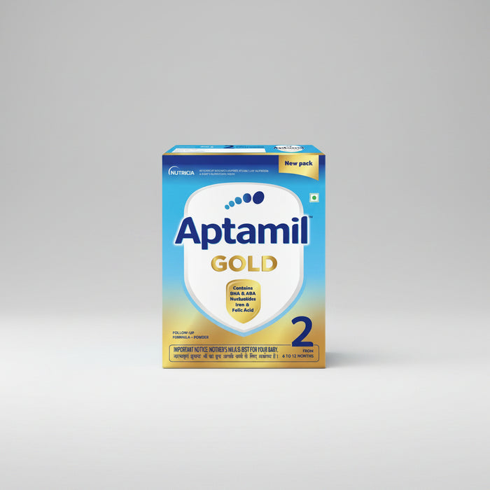 A box of Aptamil Gold Stage 2 Follow Up Formula, which is a baby formula product by Nutricia.