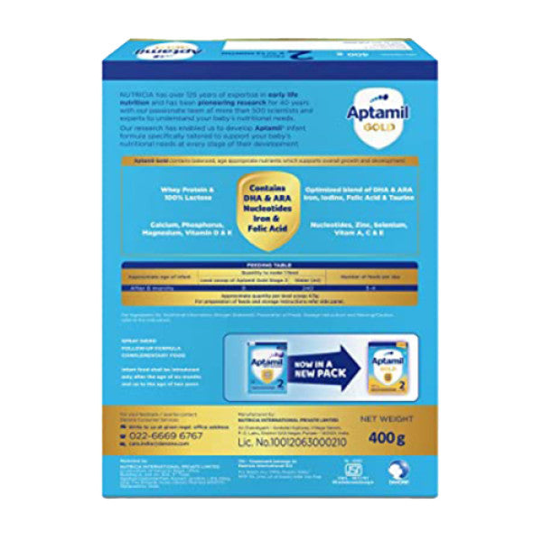 Aptamil Gold Stage 2 Follow Up Formula Refill Pack, 400gm