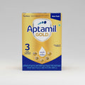 Aptamil Gold Follow-Up Formula 3 (from 12 months onwards) in a yellow and blue new pack box by Nutricia.