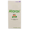 Packaging of Atarax Anti Itch Lotion, 100ml, with branding and product information.