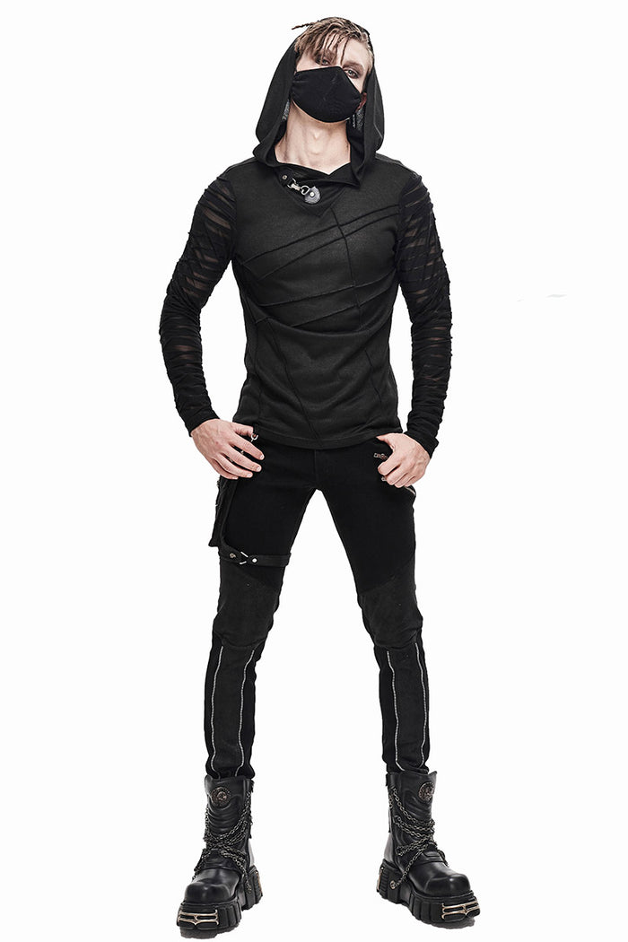 hooded mens shredded shirt for men