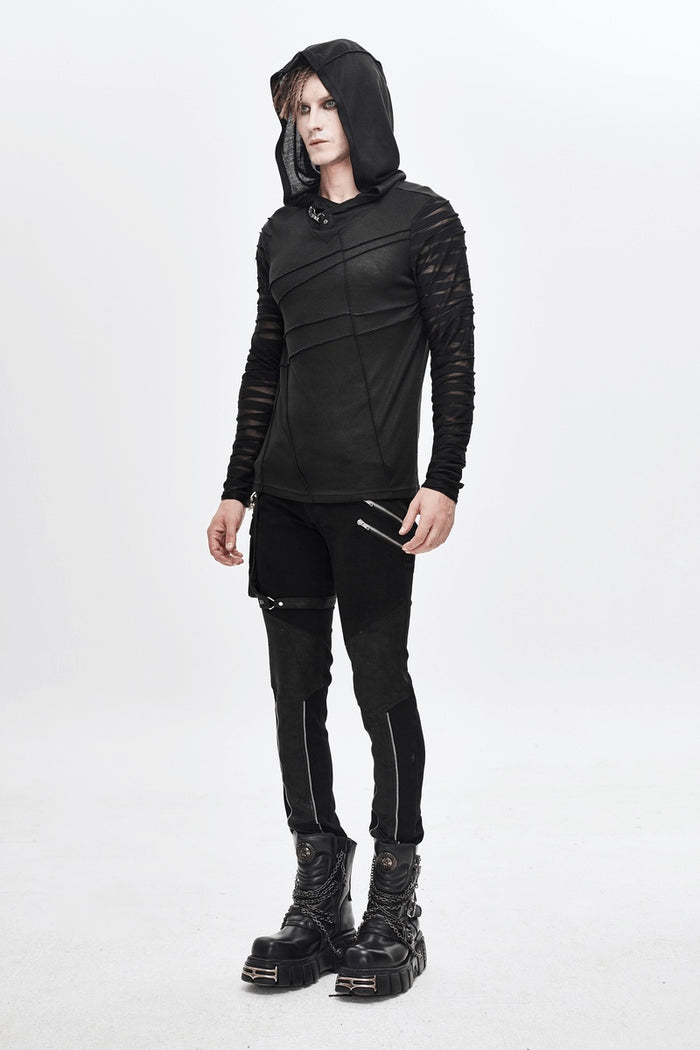 long sleeve shredded shirt for men
