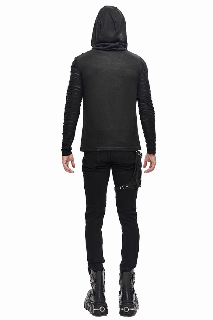 long sleeve grunge shredded shirt for men