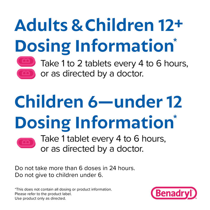 Benadryl Ultratabs Antihistamine Cold & Allergy Relief Tablets, 24Ct