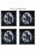 Cat Roses Slate Coasters [Set of 4] - housewares - VampireFreaks - Pacific Giftware