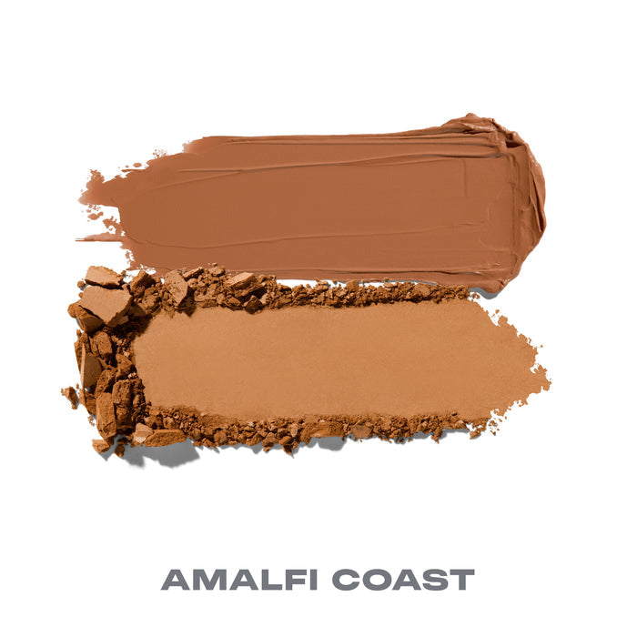 {Amalfi Coast} Cheek Thrills Bronze Tone Duos shade swatches showing cream and powder bronzer textures labeled AMALFI COAST.