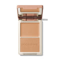 {Capri Cabana} Open Morphe Cheek Thrills Bronzer Duo with tan lid, peach cream, caramel matte powder with MORPHE engraved.