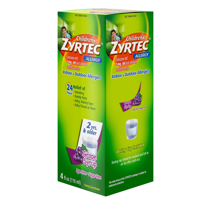 Children's Zyrtec 24 Hour Allergy Relief Syrup, Grape Flavor, 4 fl. oz
