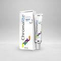 Chromalite Nite Cream packaging and tube. The packaging is predominantly white with colorful design elements and text, indicating it is a nighttime skin cream.