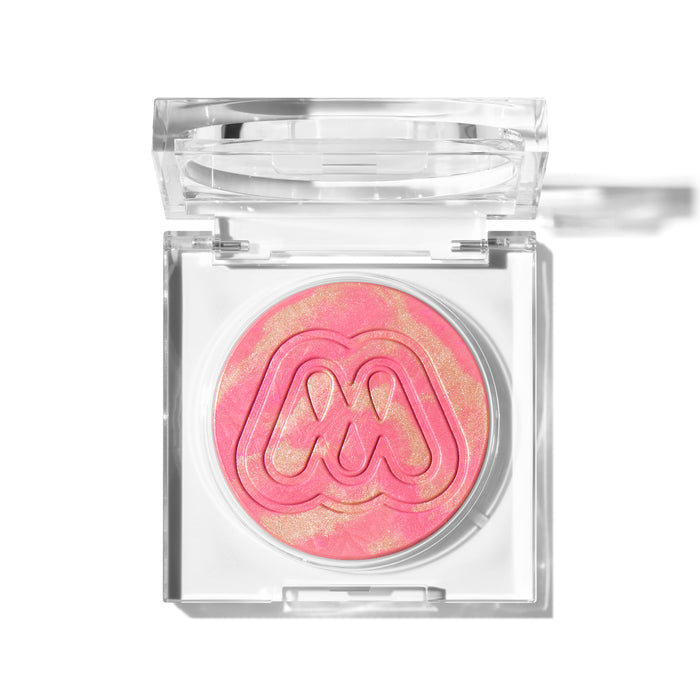 {Fluff} Morphe Cloudlight Soft Glow Diffused Blush open compact duo featuring a warm marbled bronze-gold shade and a coral marbled shade