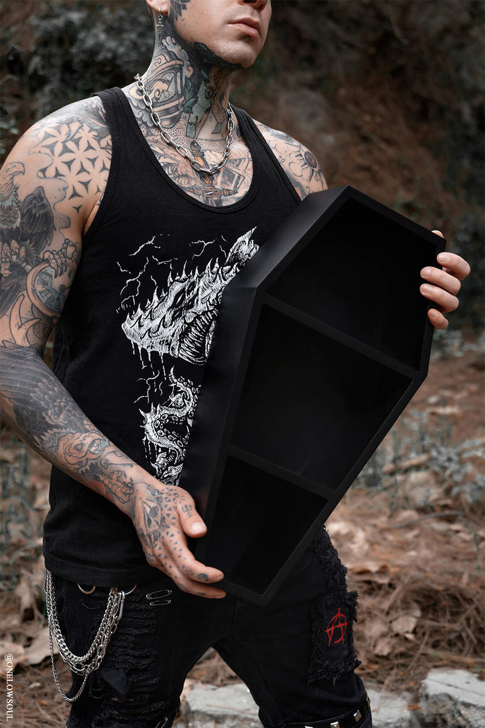 coffin wooden wall shelf