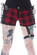 Despair Shorts [Black / Red Checker] - womens bottoms - VampireFreaks - Poizen Industries