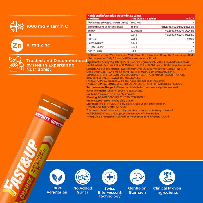 Fast&Up Charge Effervescent (Orange), 60 Tablets