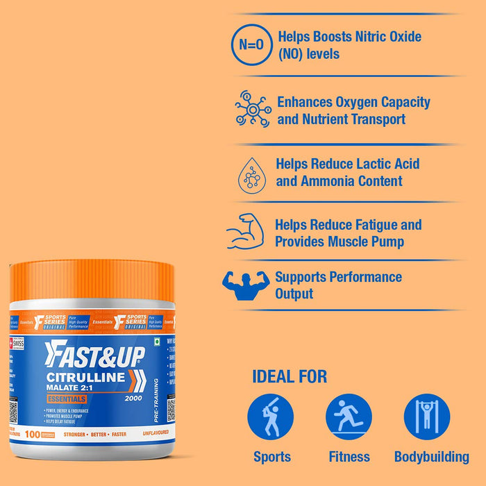 Fast&Up Citrulline Malate Essentials unflavoured, 100 Servings