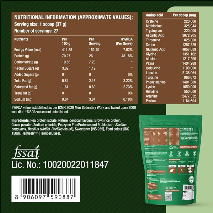 Fast&Up Plant Protein Isolate Post Workout (Chocolate), 1.35kg