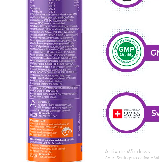Fast&Up Vitalize Effervescent (Orange), 60 Tablets