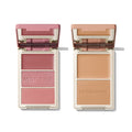Morphe Feelin' Cheeky bundle: open Cheek Thrills Multi-Finish Face Trio in pink and Cheek Thrills Bronzer Duo in tan, both with MORPHE engraved.