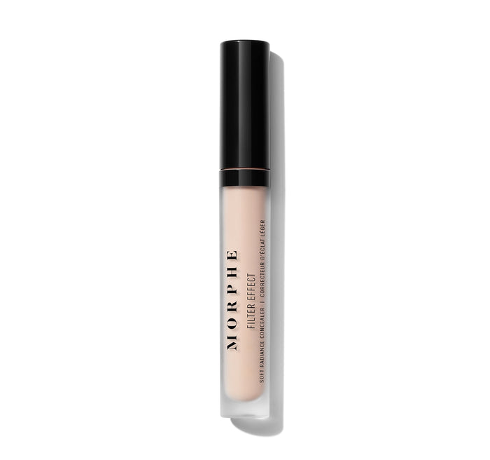 {Filter Light 6} Morphe Filter Effect Soft Radiance Concealer | Correcteur D'Éclat Léger in light beige, clear tube with black cap on white background.