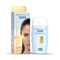 A box and tube of Fotoprotector Fusionwater SPF 50+ sunscreen lotion, with key features highlighted such as Vitamin C, Vitamin E, Hyaluronic acid, and being sea friendly.
