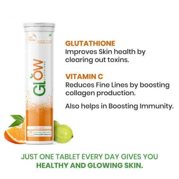 GlowGlutathione Effervescent - Orange, 30 Tablets