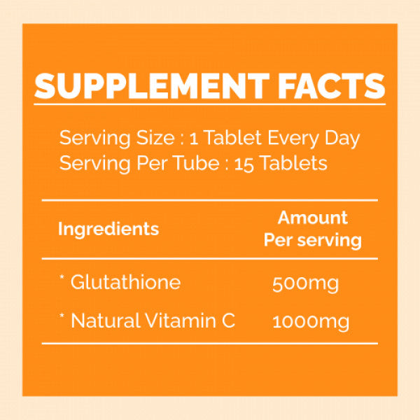 GlowGlutathione Effervescent - Orange, 30 Tablets