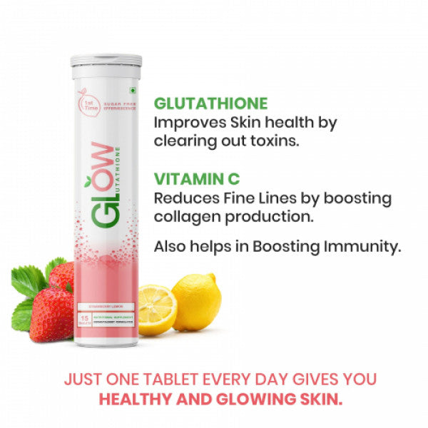 Glowglutathione Strawberry And lemon Effervescent, 120 Tablets