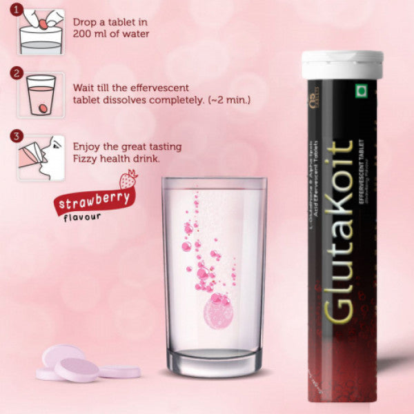 Gluta Koit Strawberry Effervescent, 15 Tablets