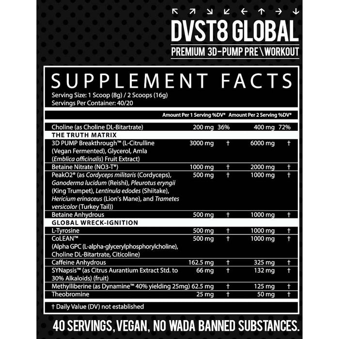 Inspired Nutraceuticals DVST8 Global Pre-Workout 40 Servings
