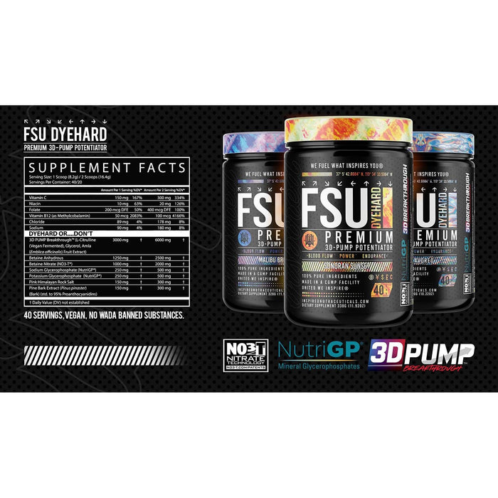 Inspired Nutraceuticals FSU Dyehard Non-Stim Pump Pre 40 Servings