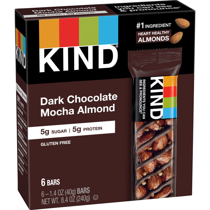 KIND Gluten Free Dark Chocolate Mocha Almond Snack Bars, 1.4 oz, 6 Count