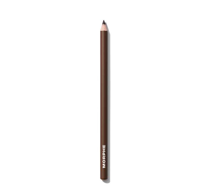 {Nightcap} Morphe Signature Lip Pencil in deep brown, pencil printed with MORPHE, sharpened tip on white background.