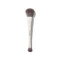 Morphe M100 Dual Ended Foundation & Concealer Brush with a large fluffy foundation head and small concealer tip, cream handle stamped MORPHE.