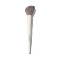 Morphe M241 Angled Powder Bronzer Brush with a white handle printed with MORPHE and a fluffy angled gray bristle head against a white background.