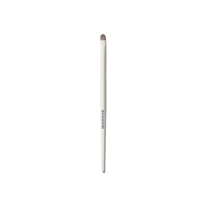 M301 Small Paddle Packer Eyeshadow Brush with cream MORPHE handle and small flat paddle tip for accent definition.