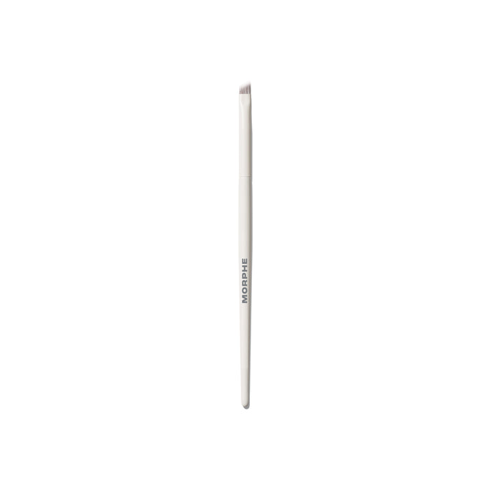 M363 Angled Eyeliner Brush with cream MORPHE handle and fine angled bristles for precision lining, white background.