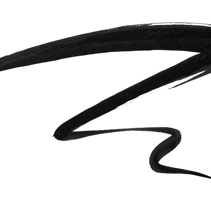 Morphe Make It Big Brush-Tip Liquid Liner swatch: bold black liner strokes on white background.