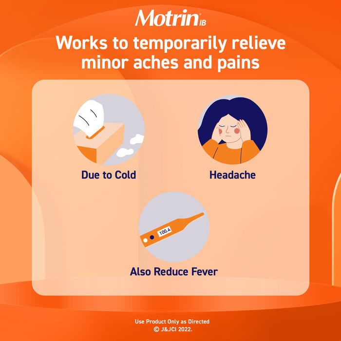 Motrin IB, Ibuprofen 200mg Tablets for Pain & Fever Relief, 100 Ct