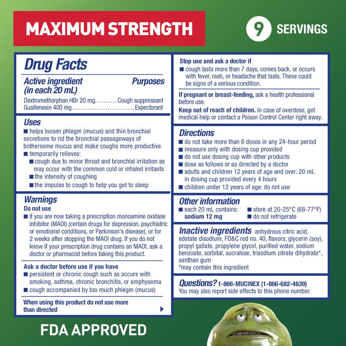 Mucinex Fast Max DM Max, Chest Congestion and Cough Liquid Medicine, 6 fl oz