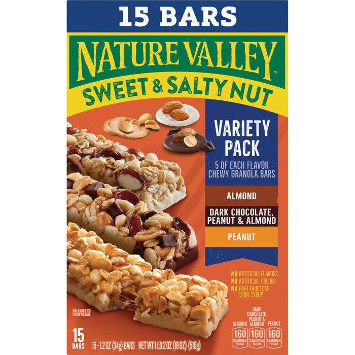 Nature Valley Granola Bars, Sweet and Salty Nut, Variety Pack, 15 Bars, 18 OZ