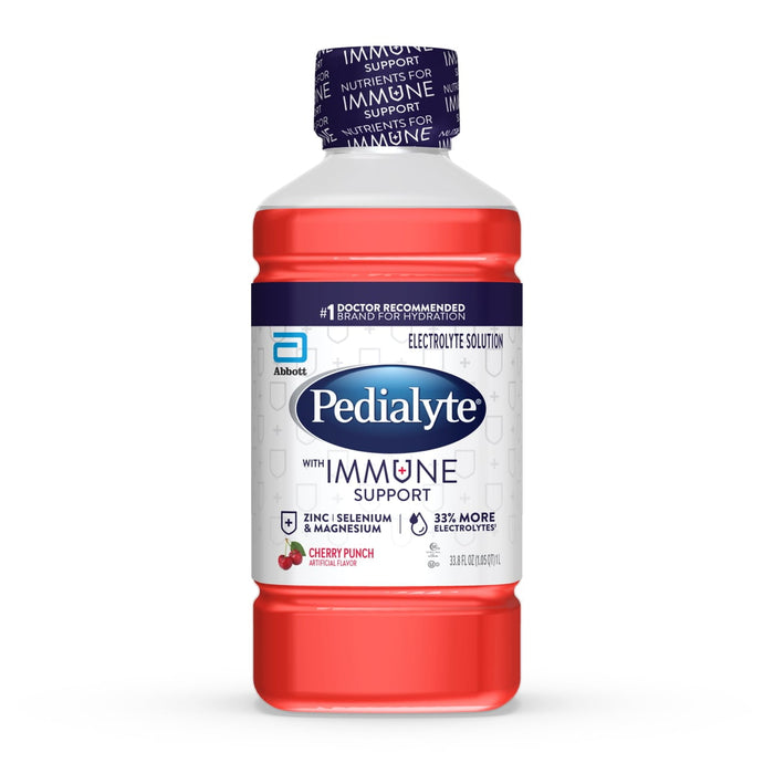 Pedialyte with Immune Support, Cherry Punch, Electrolyte Hydration Drink, 1 Liter