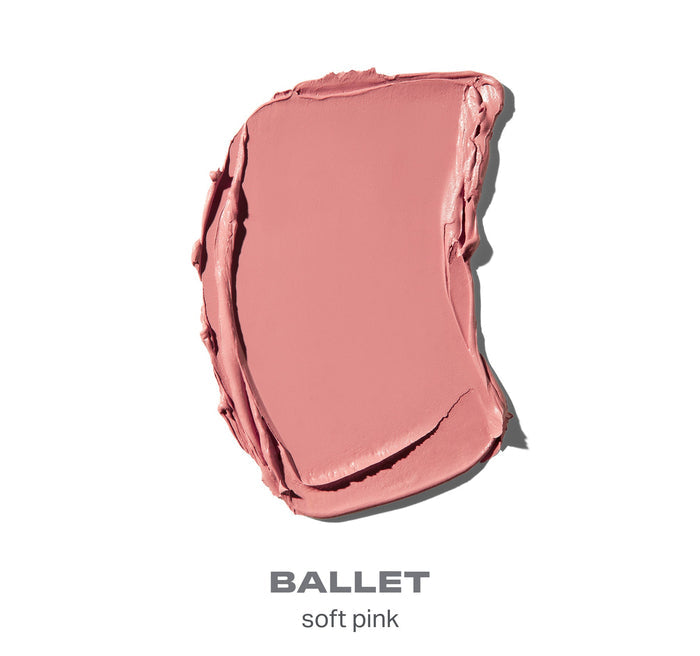 {Ballet} Lip Filter Hydroplump Soft Matte Lipstick shade smear labeled "BALLET soft pink."