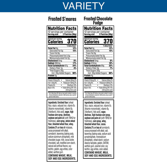 Pop-Tarts Variety Pack Instant Breakfast Toaster Pastries, Shelf-Stable, Ready-to-Eat, 81.2 oz, 48 Count Box