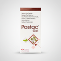 A box of Postac Gel, with the brand name prominently displayed, along with a list of key ingredients such as Baba Tree Seed, Soy Protein, Rice Amino Acids, and Onion Bulb Asiatica.
