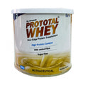 A container of Prototal Whey Powder Delicious Vanilla, 400 gm with branding and product information on the label.