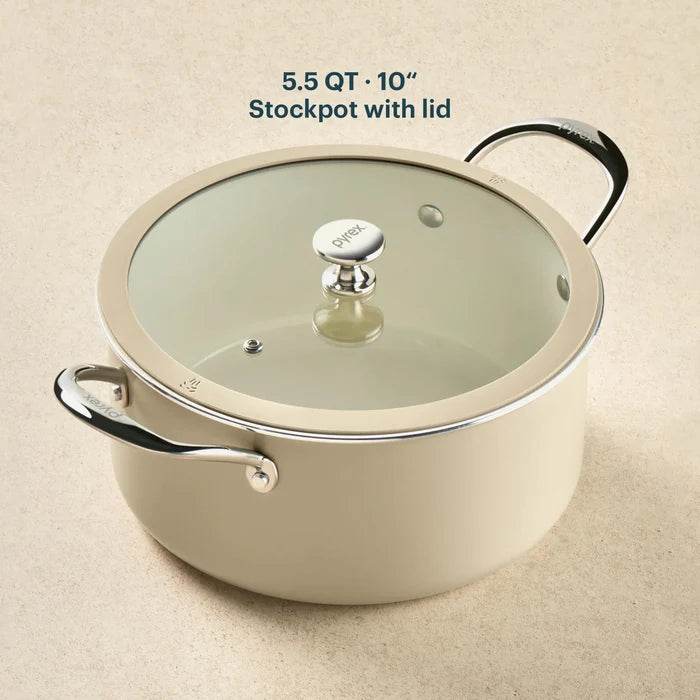 Pyrex® Ceramic Cookware 10-in/4.5qt Stock Pot with Lid