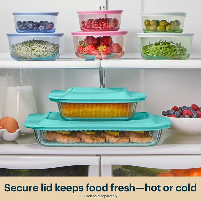 Pyrex® Sculpted Tinted Glass 3QT Oblong Baking Dish with Lid, Aqua
