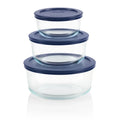 Pyrex® Simply Store® 6-piece Round Glass Food Storage Container Set with Blue Lids